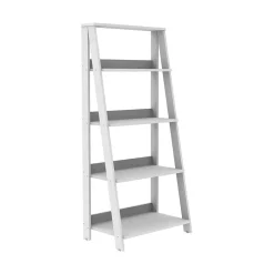 Shelving*Walker Edison 55" Wood Ladder Bookshelf - White (SPS55LDWH)