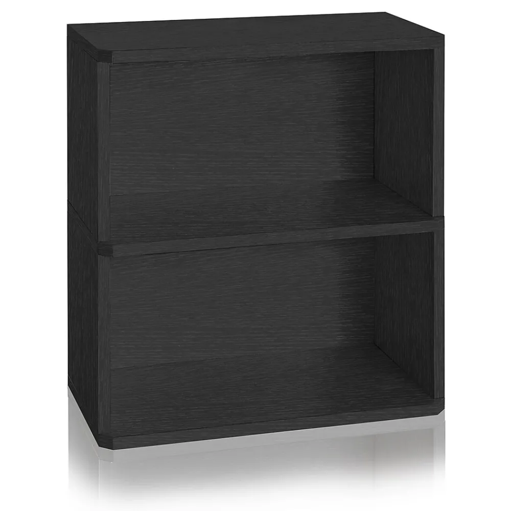 Bookcases*Way Basics 24.7"H Webster 2-Shelf Bookcase Organizer and Modern Eco Storage Shelf Unit, Black Wood Grain (WB-2SHELF-BK)