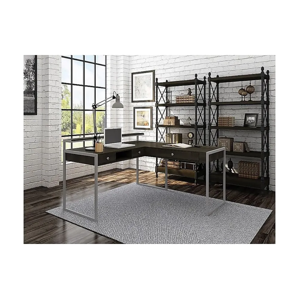 Corner Desks*Whalen Asherton 60" W L-Shaped Computer Desk, Fawn Aged Oak (SPUS-ASHD)