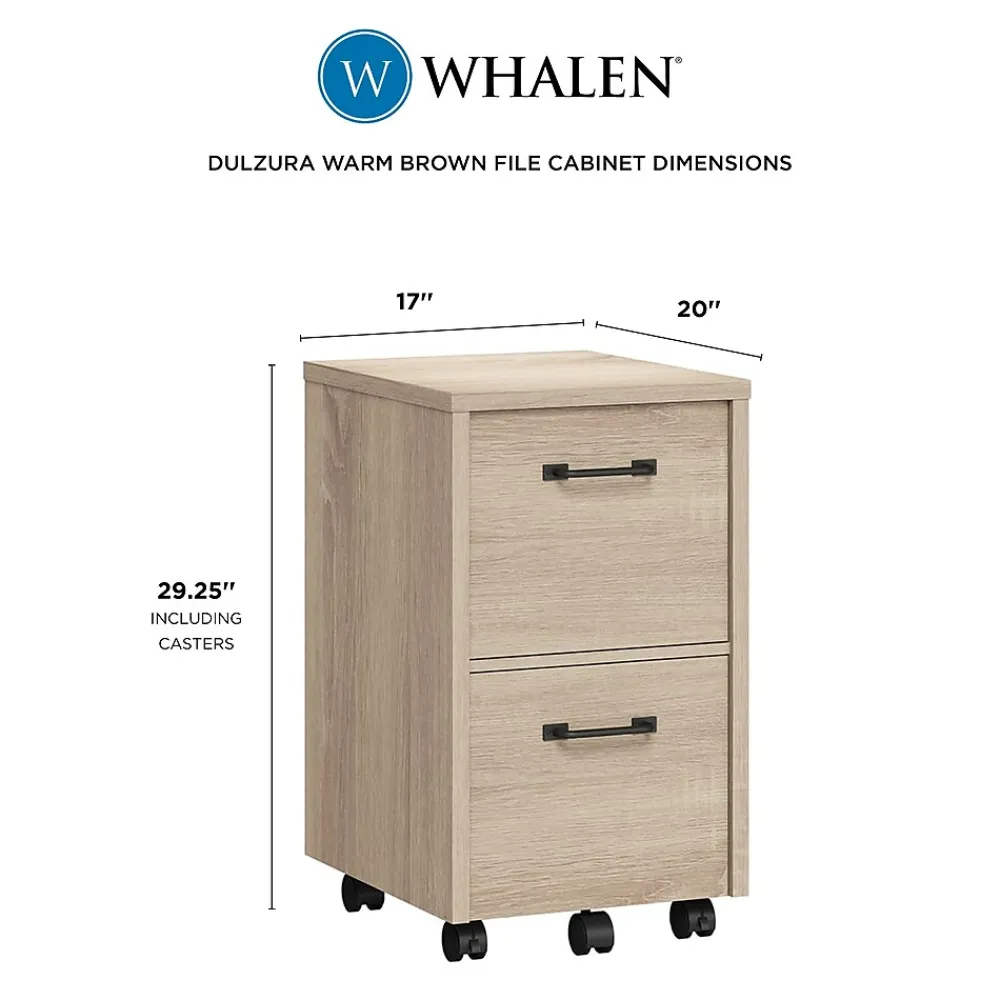 File Cabinets*Whalen Dulzura 2-Drawer Mobile Vertical File Cabinet, Letter/Legal Size, 29.25"H x 17"W x 20"D, Warm Brown (SPUS-DZMF-LBM)