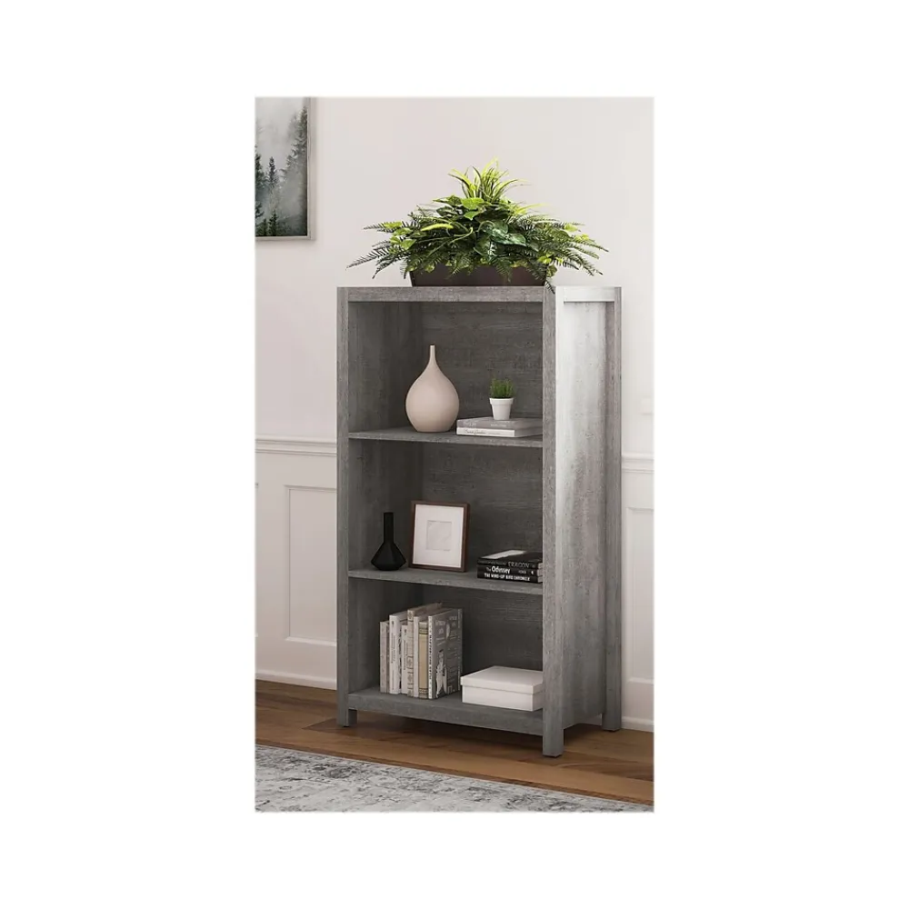 Bookcases*Whalen Fallbrook 3-Shelf 48"H Bookcase, Smoked Ash/Rustic Warm Gray (SPUS-FBBK-GM)