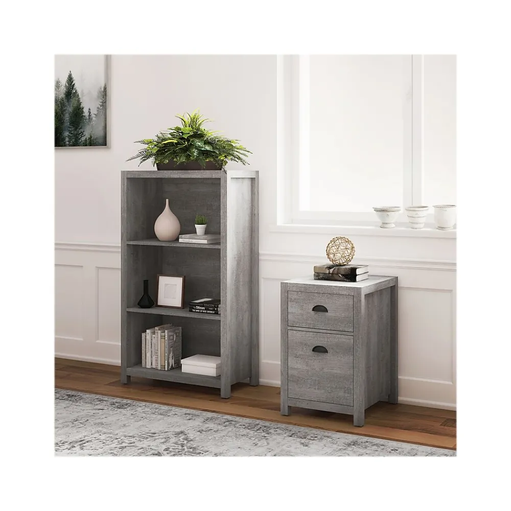 Bookcases*Whalen Fallbrook 3-Shelf 48"H Bookcase, Smoked Ash/Rustic Warm Gray (SPUS-FBBK-GM)