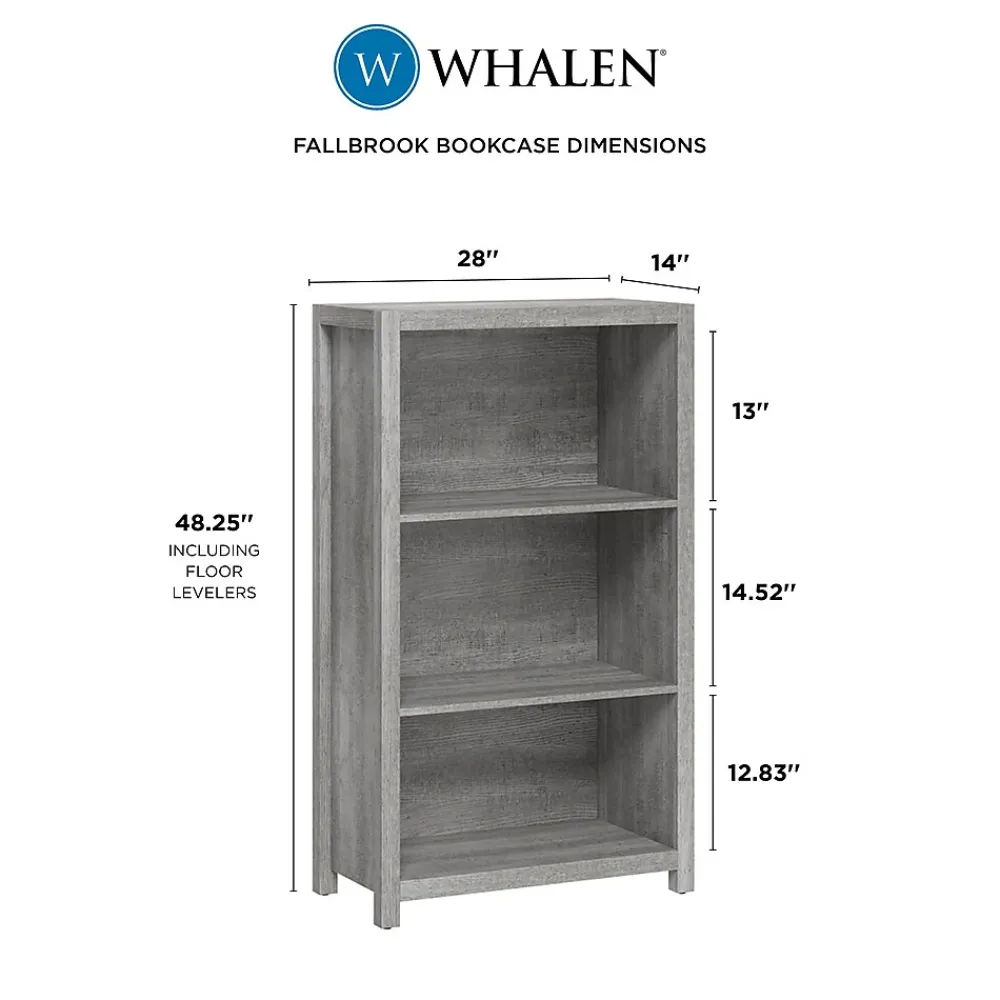 Bookcases*Whalen Fallbrook 3-Shelf 48"H Bookcase, Smoked Ash/Rustic Warm Gray (SPUS-FBBK-GM)