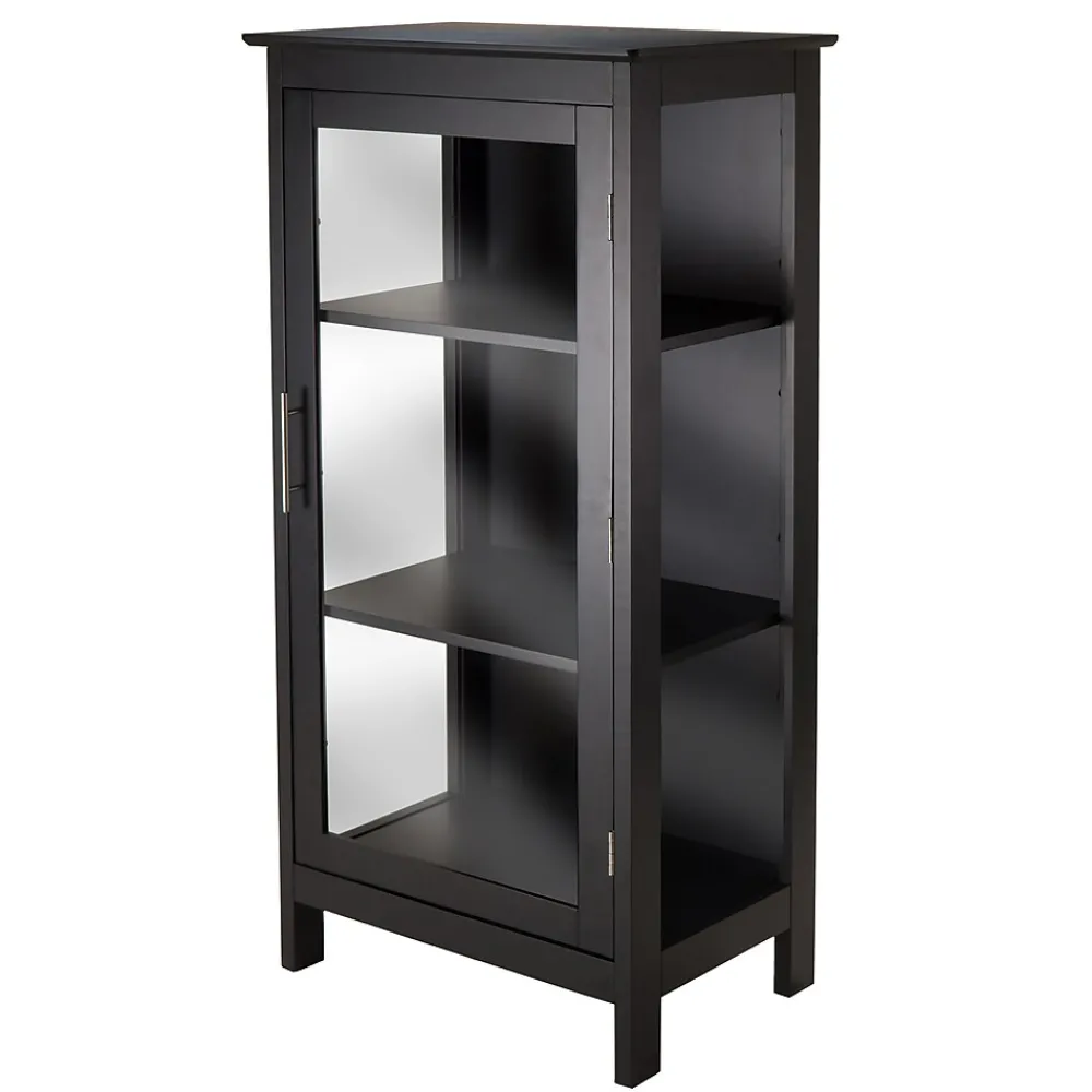 Bookcases*Winsome Poppy Display Cabinet with 3-Sided Tempered Glass, 47.2"H, Black (20523)