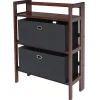 Bookcases*Winsome Torino 3-Pc Folding Bookcase w/ Fabric Baskets, Walnut/Black (94395)