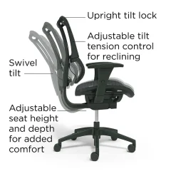 Office Chairs*Workplace 2.0 Workplace2.0 Lawton Ergonomic Mesh Swivel Task Chair, Black (UN62655)