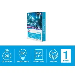 Large Quantity Paper*Xerox Vitality 8.5" x 11" Multipurpose Paper, 20 lbs., 92 Brightness, 500 Sheets/Ream (3R02047PY)