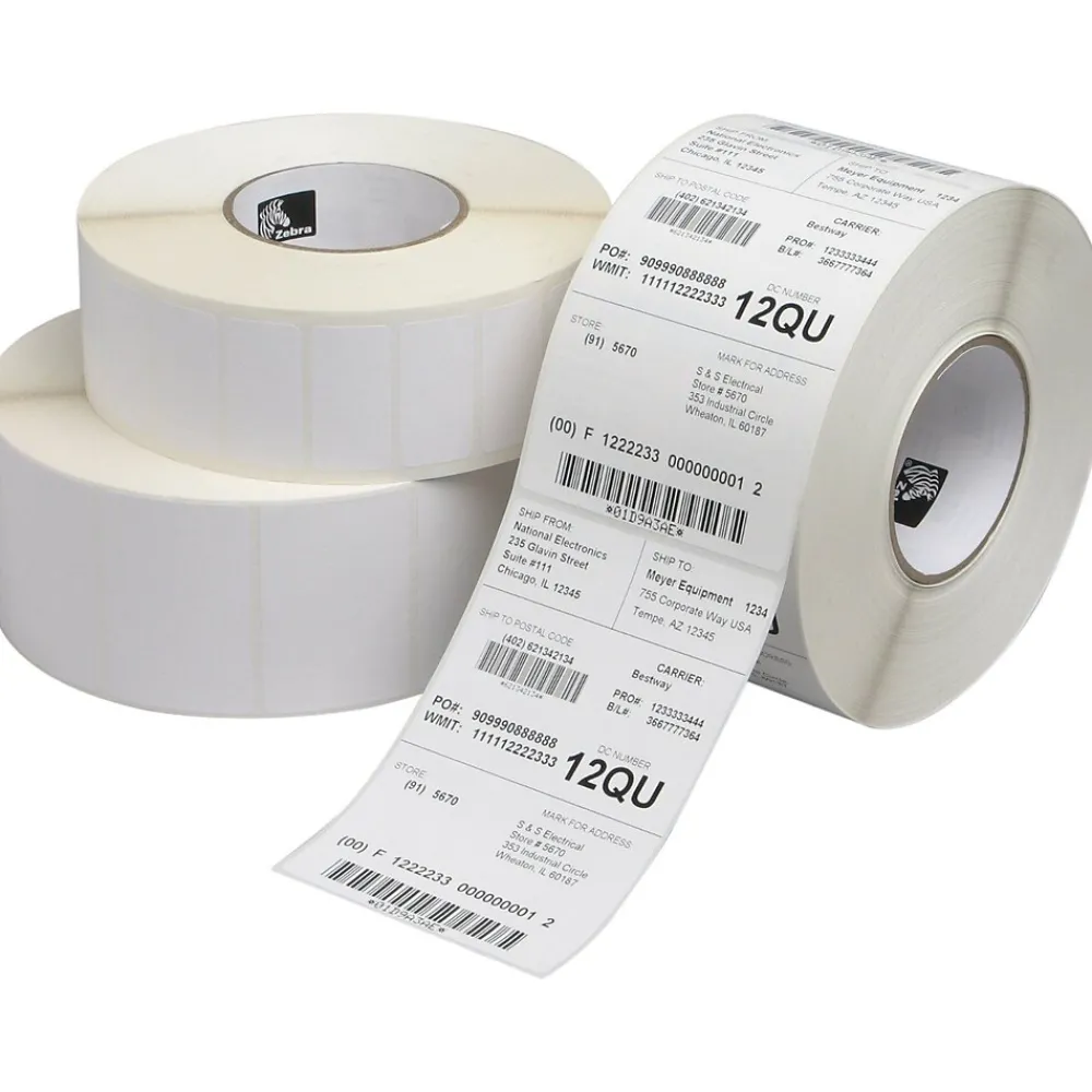 Pos Paper*Zebra ® Z-Select® 10011044 4000D Paper Thermal Transfer Label, White, Cont x 3"(W) x 55'(L)